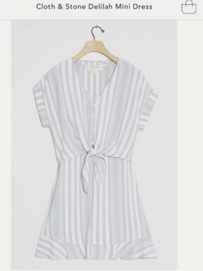 Cloth & Stone Delilah Mini Grey and White Striped Dress